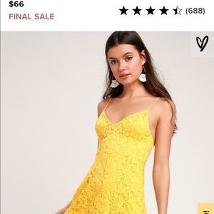 Lulus lace yellow size small Lulus midi dress